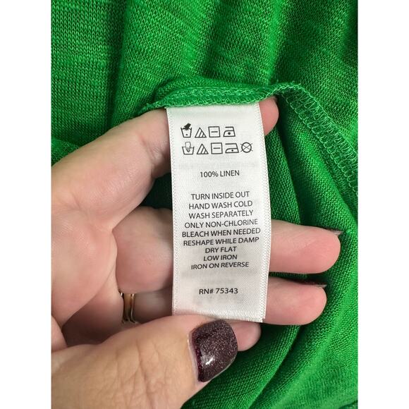 Tahari 100% Linen Green Top 3X Beachy Classic Summer - Picture 7 of 7